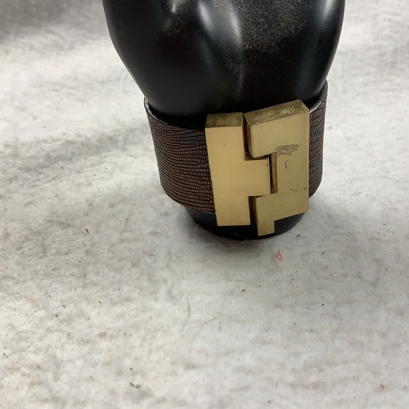 leighelena Wide Cognac lizard jigsaw cuff‎ - Picture 5 of 9